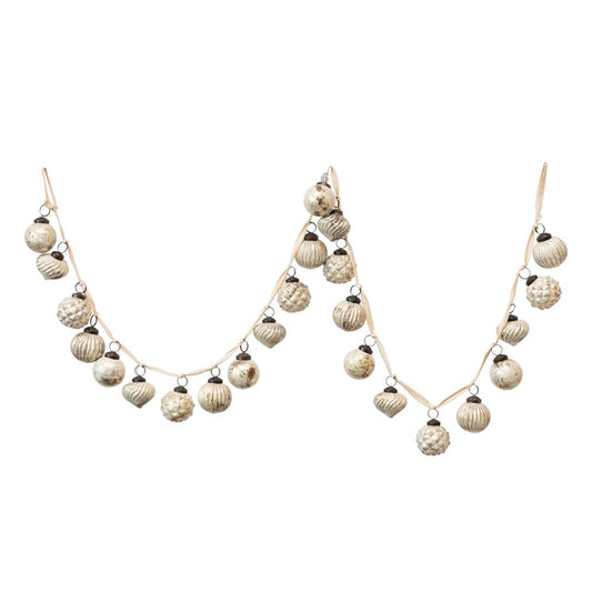 Embossed Mercury Glass Ball Ornament Garland