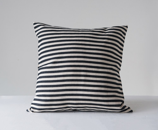 26" Square Cotton Woven Striped Pillow