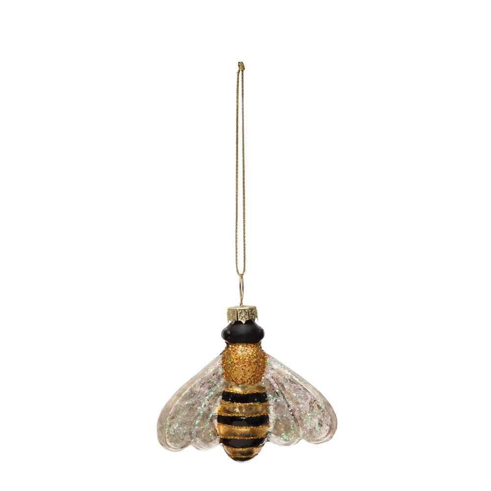 Hand-Painted Glass Bee Ornament