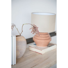 Load image into Gallery viewer, Debossed Stoneware Lamp with Linen Shade
