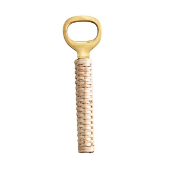 6"L Brass Bottle Opener with Bamboo Wrapped Handle