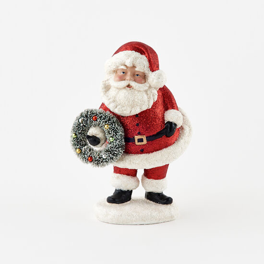 Red Glitter Santa w/Wreath