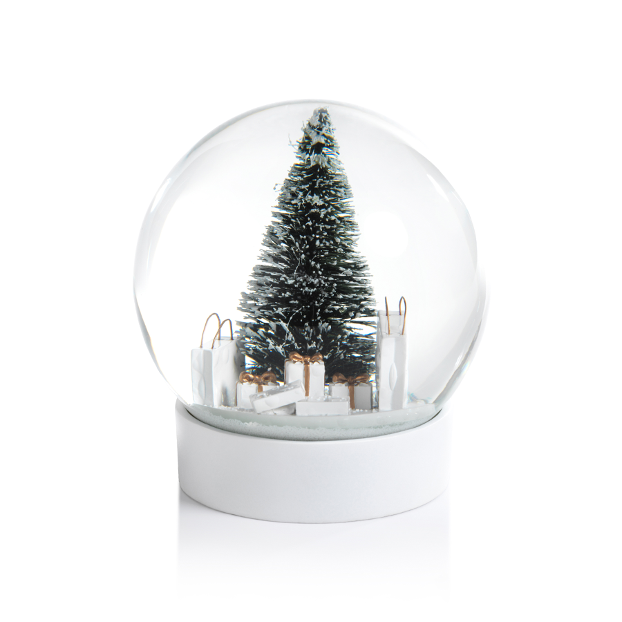 Snow Globe with Pine Needle Tree and Gift Bag