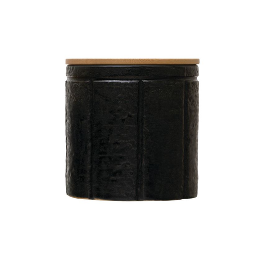 Stoneware Canister with Bamboo Lid