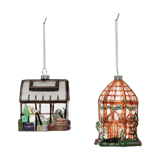 Hand-Painted Glass Greenhouse Ornament