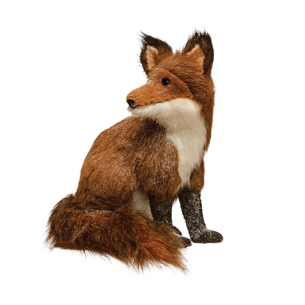 Faux Fur and Sisal Sitting Fox