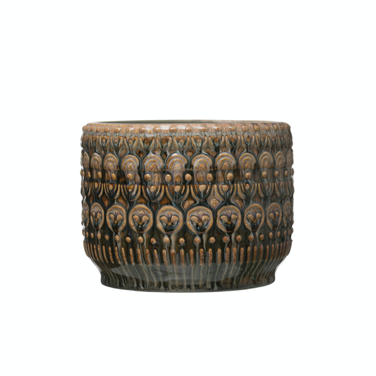 Embossed Stoneware Planter