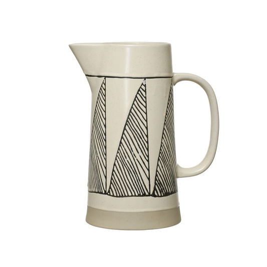 Embossed Stoneware Pitcher