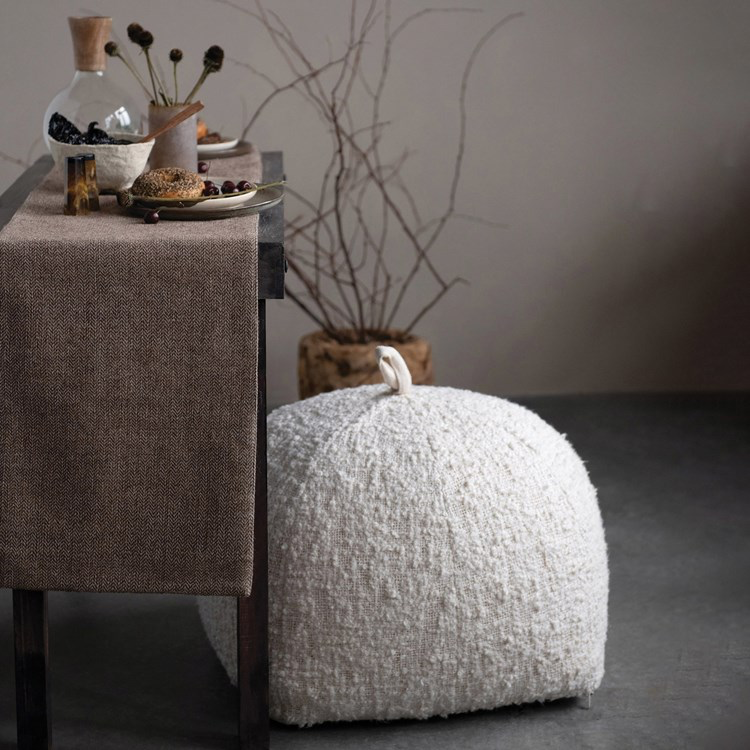 Woven Cotton Boucle Pouf