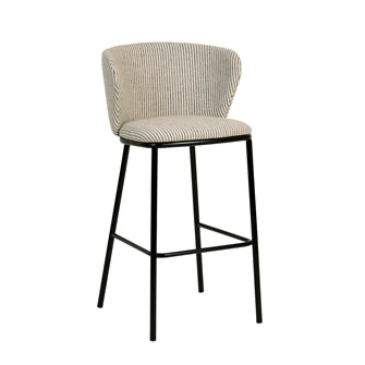 Fabric Upholstered Striped Bar Stool