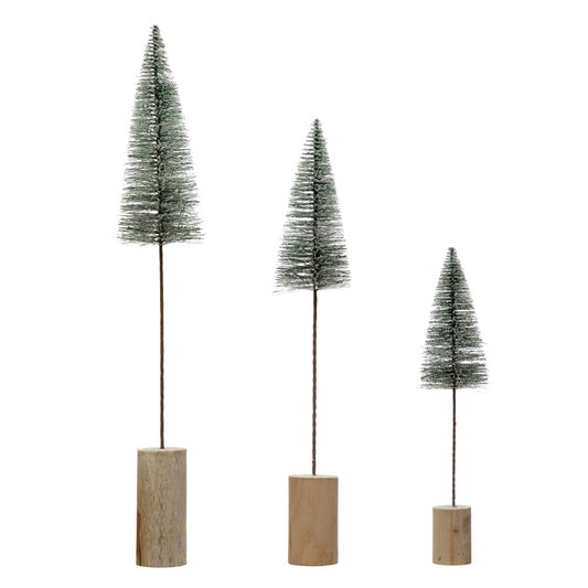Faux Tree w/ Snow Finish & Wood Base