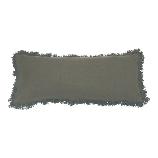 Cotton Lumbar Pillow with Eyelash Fringe