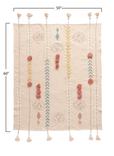Load image into Gallery viewer, Cotton Embroidered Throw with Tassels

