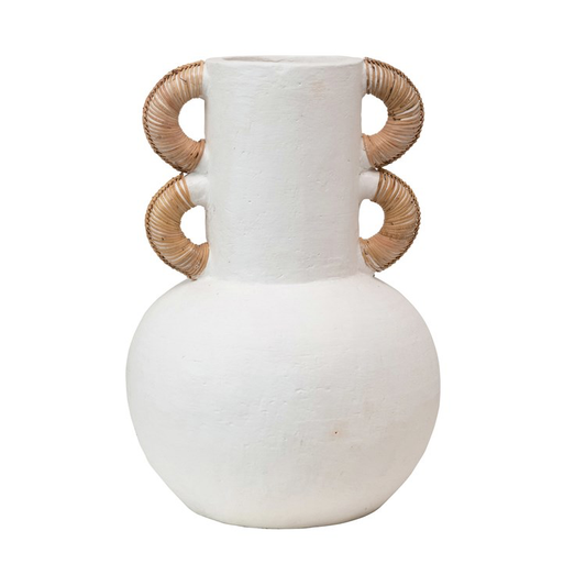 Rattan Wrapped Terra-cotta Vase