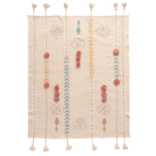 Load image into Gallery viewer, Cotton Embroidered Throw with Tassels
