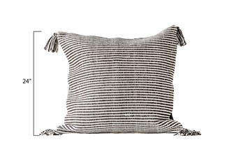 Woven Striped Pillow with Tassels