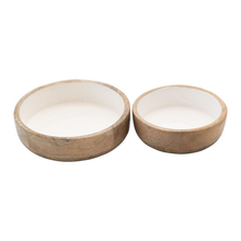 Load image into Gallery viewer, Enameled Mango Wood Bowls Set/2
