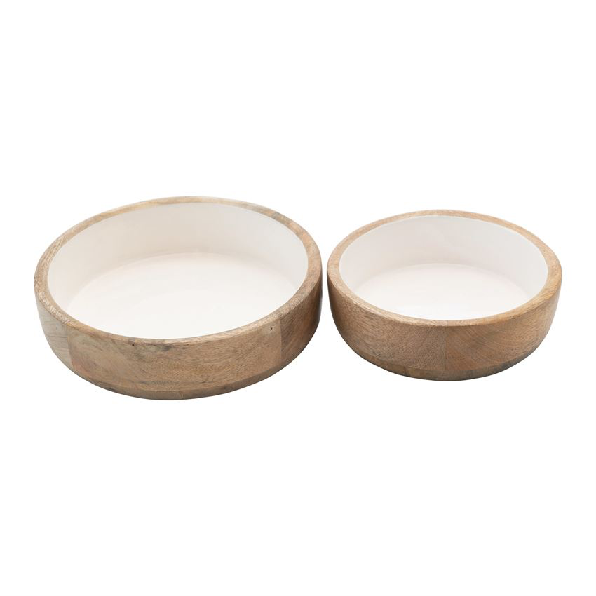 Enameled Mango Wood Bowls Set/2