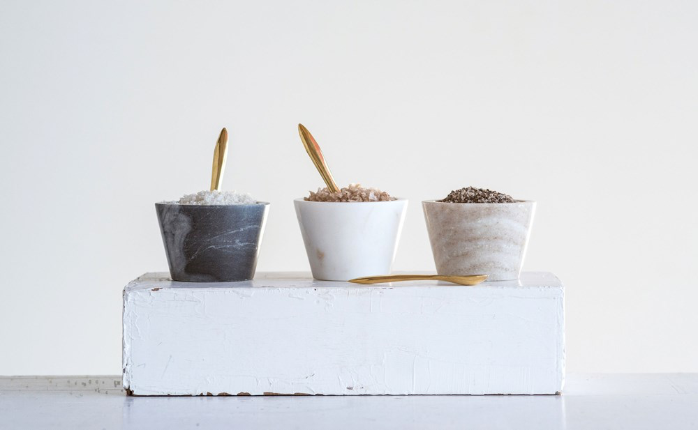 Marble Bowl w/ Brass Spoon