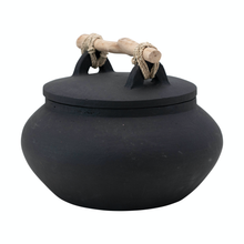 Load image into Gallery viewer, Decorative Terra-cotta Container with Lid and Driftwood Handle
