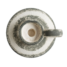 Load image into Gallery viewer, Stoneware Taper Holder with Stripes &amp; Handel
