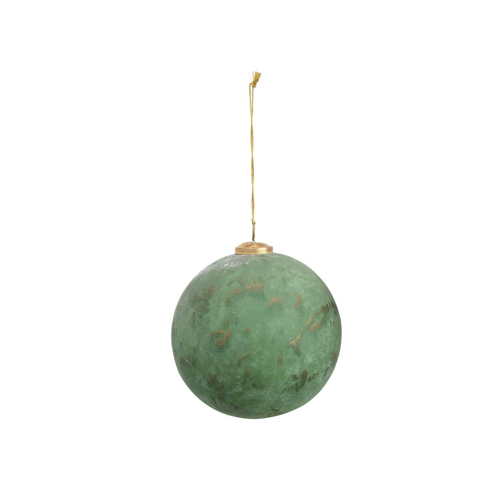 Round Flocked Glass Ball Ornament