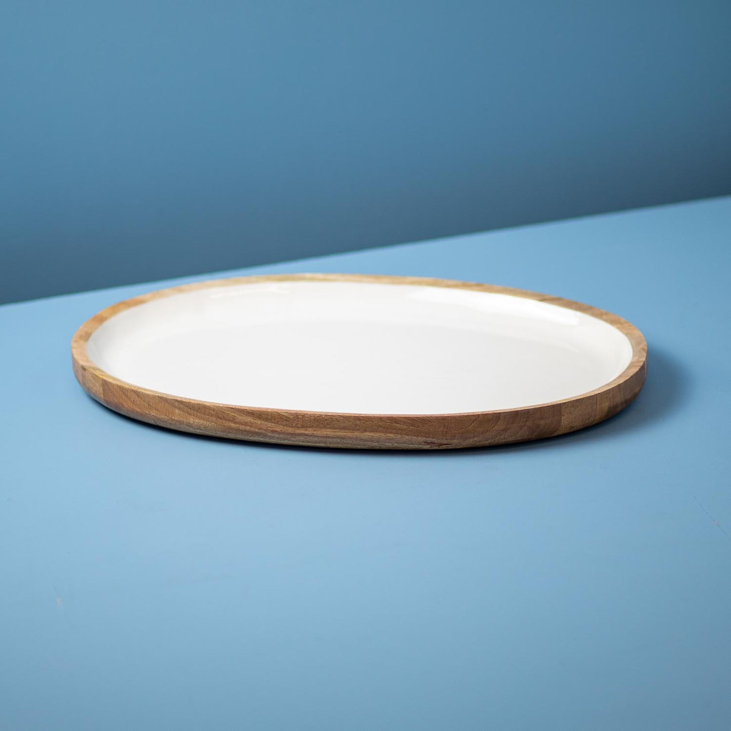 Mango Wood and Enamel Oval Platter