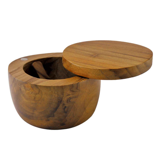 Teak Salt Cellar with Spoon