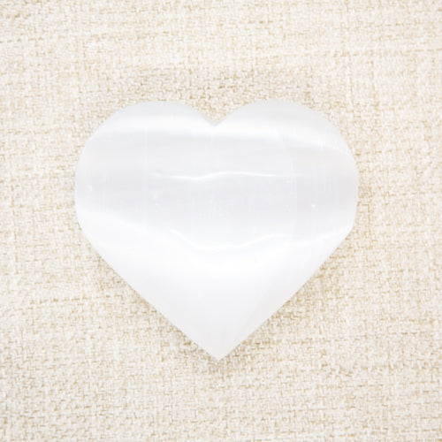 White Selenite Heart